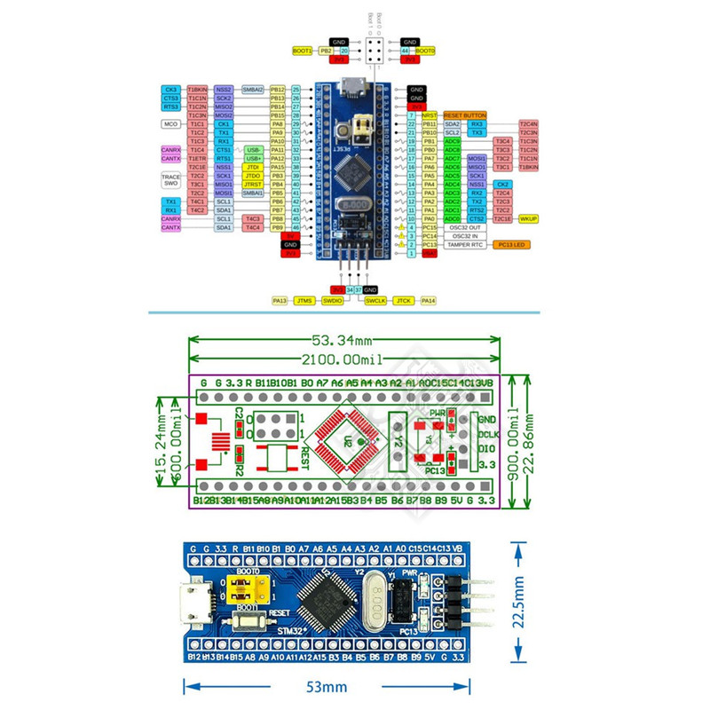 ENGLAB STM32F103 , STM32F103C6T6 STM32F103C8T6 Módulo De Placa De ...