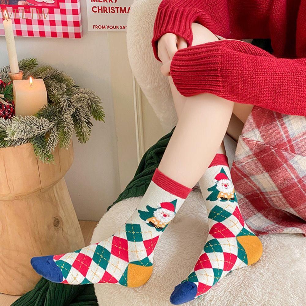 Calcetines Navideños WEETW , Gruesos Con Diseño De Árbol De Navidad ...